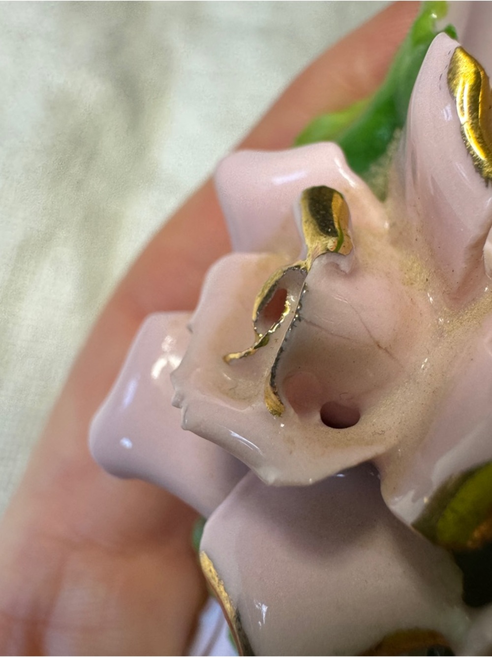 Vintage Japan Porcelain High Heel Shoe Figurine Pink Floral Rhinestone Vanity - Picture 11 of 14